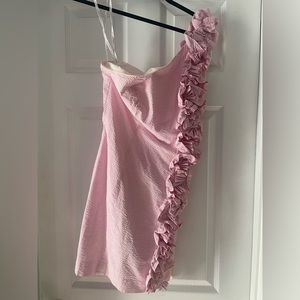 Off the Shoulder Pink Seersucker Lilly Pulitzer Dress